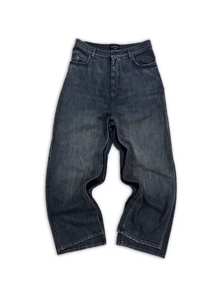 AW23 Balenciaga Double Layered Washed Blue Wide Cut Denim