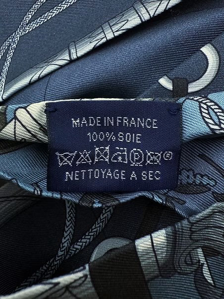 Hermes 'Cliquetis' Twilly Navy Blue Scarf