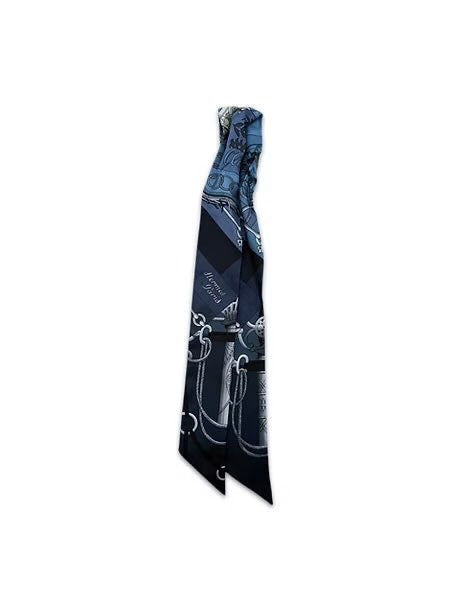 Hermes 'Cliquetis' Twilly Navy Blue Scarf