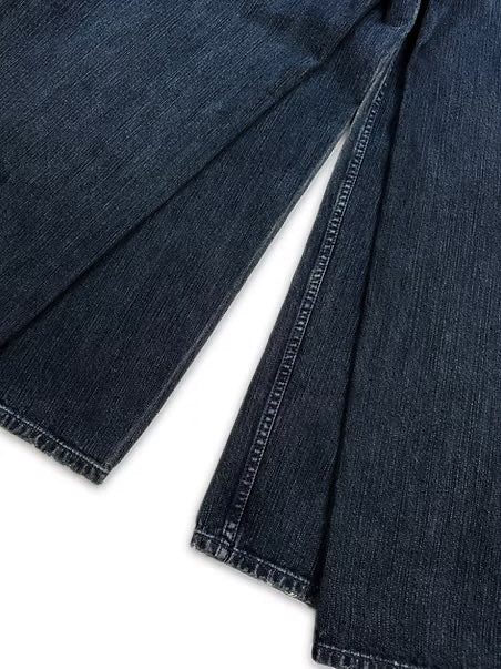 AW23 Balenciaga Double Layered Washed Blue Wide Cut Denim