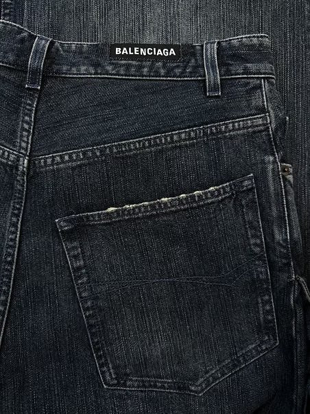 AW23 Balenciaga Double Layered Washed Blue Wide Cut Denim