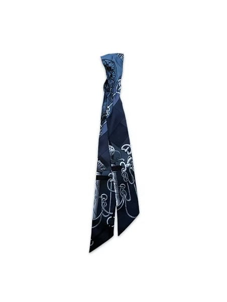 Hermes 'Cliquetis' Twilly Navy Blue Scarf